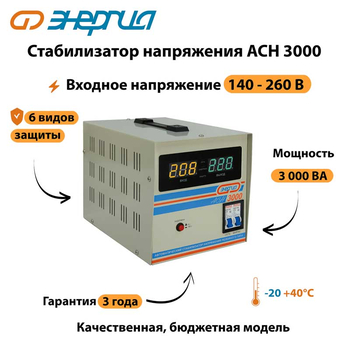 Однофазный стабилизатор напряжения Энергия АСН 3000 - Стабилизаторы напряжения - Однофазные стабилизаторы напряжения 220 Вольт - Энергия АСН - . Магазин оборудования для автономного и резервного электропитания Ekosolar.ru в Истре